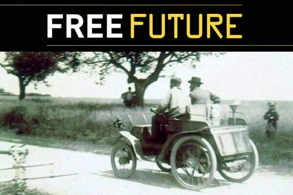 Vintage car driving on a road