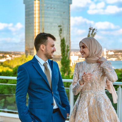 A photo of Mahmoud Khalil and Dr. Noor Abdalla.