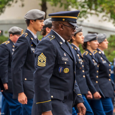 Participants in a Wilmington veterans day parade.